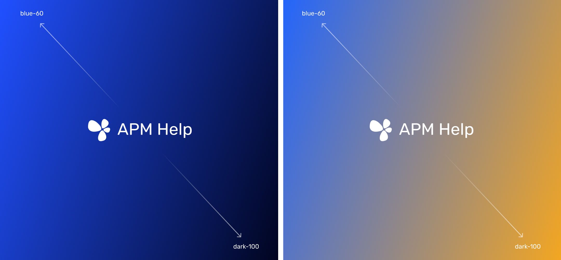 APM Help logo on blue and on a blue-to-yellow gradient