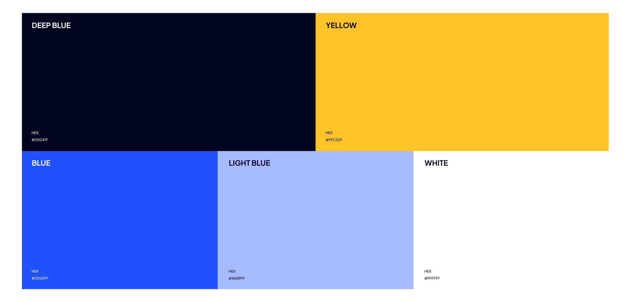 APM Help color palette: deep blue, yellow, blue, light blue and white