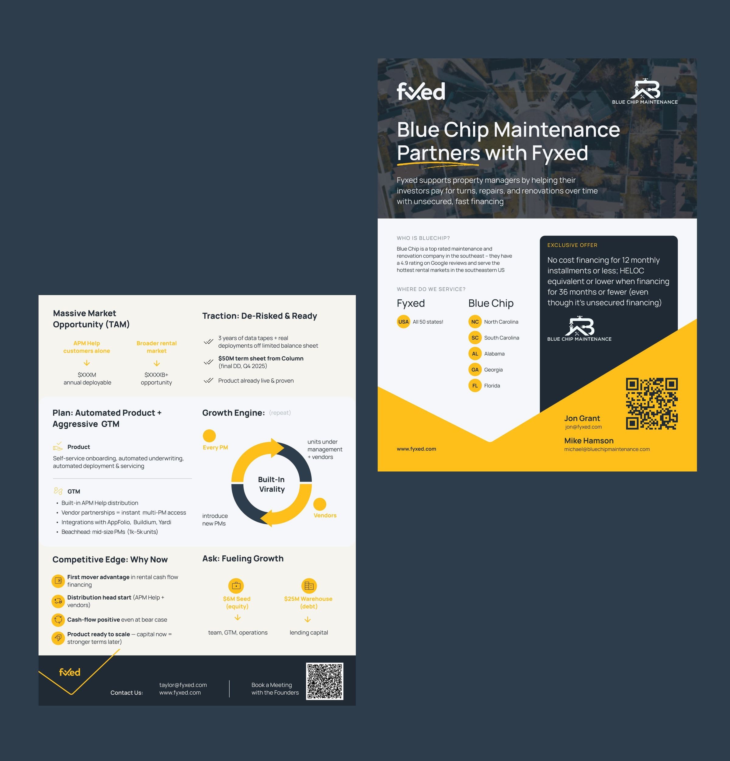 Fyxed one-pagers, including “Blue Chip Maintenance Partners with Fyxed”