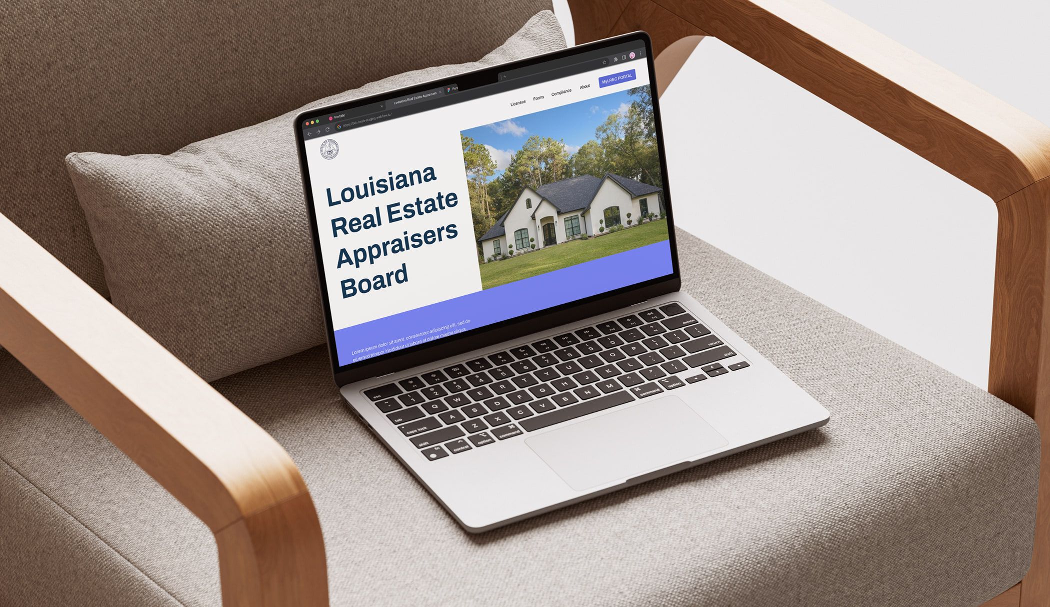 The Louisiana Real Estate Appraisers Board website on a laptop